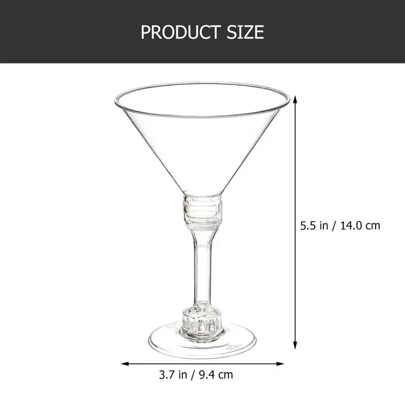 20Pcs Plastic Disposable Clear Cocktail Glasses Cocktail Glassess Birthday Party Wedding Anniversary Festival