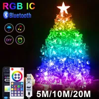 USB Christmas RGBIC String Light Smart Tuya WIFI Remote Control 5M 10M 20M String Light WS2812 Music Waterproof Fairy Lights