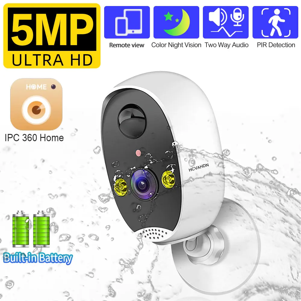 

Домашние IP-камеры с аккумулятором, уличная 5-мегапиксельная беспроводная Wi-Fi охранная сигнализация для обнаружения человека, видеозапись, камера наблюдения IPC360 для дома