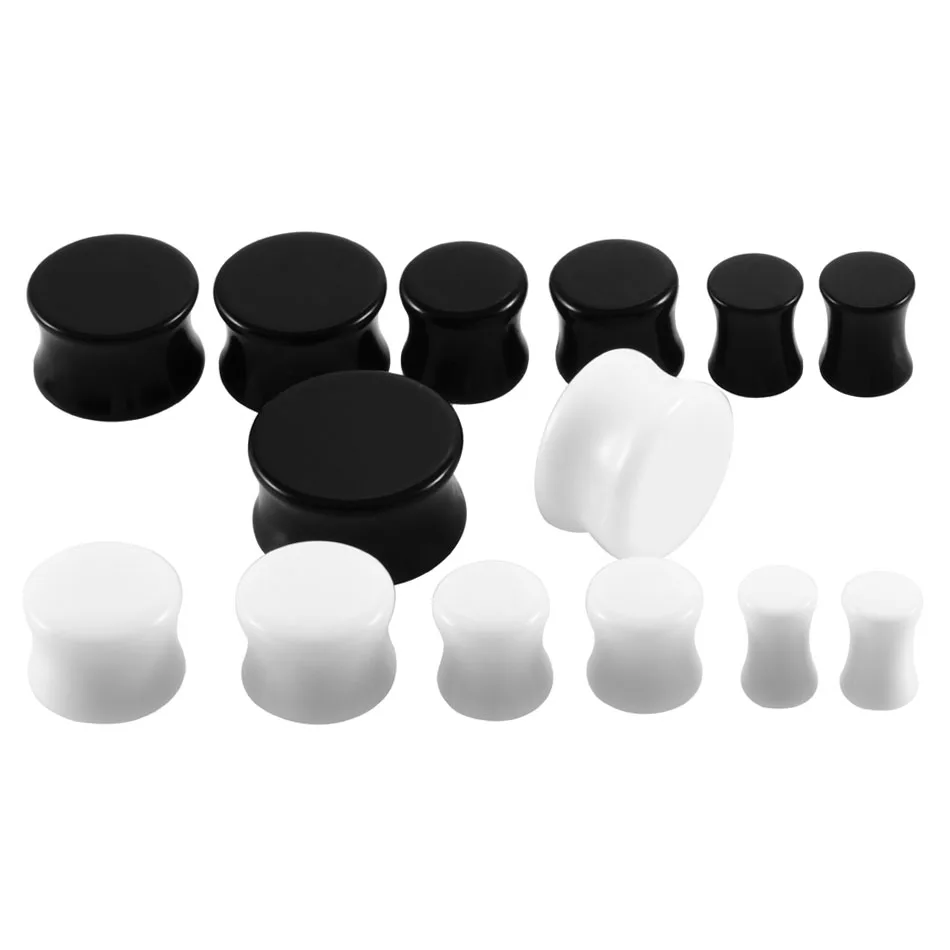 2pcs/lot 3-30mm Acrylic Solid Ear Plug White&Black Earing Large Tunnel Size Stretcher Saddle Flesh Tunnel Expander Body jewelry