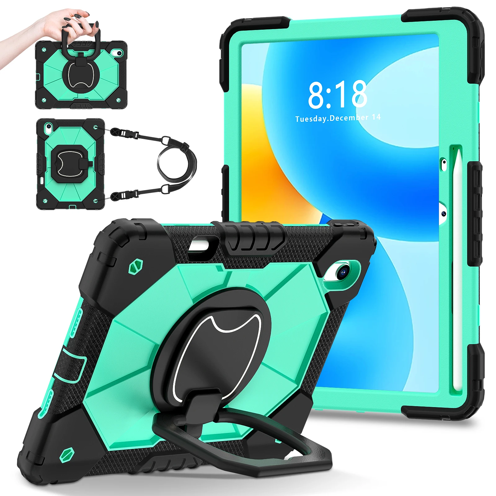 

Heavy Duty Case For Huawei MatePad 11.5 Air 2023 Armor Stand Cover With 360 Rotatable Handle Grip, Shoulder Strap & Pen Slot