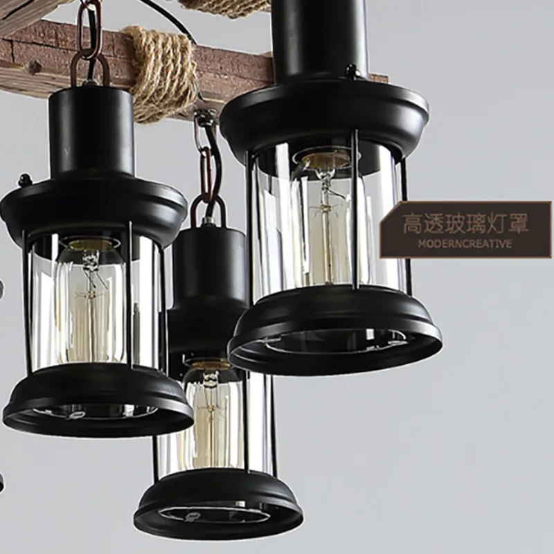 American Retro Chandelier Old Boat Wooden Restaurant Bar Network Coffee Clothing Shop Hot Pot Shop Solid Wood Pendent Light