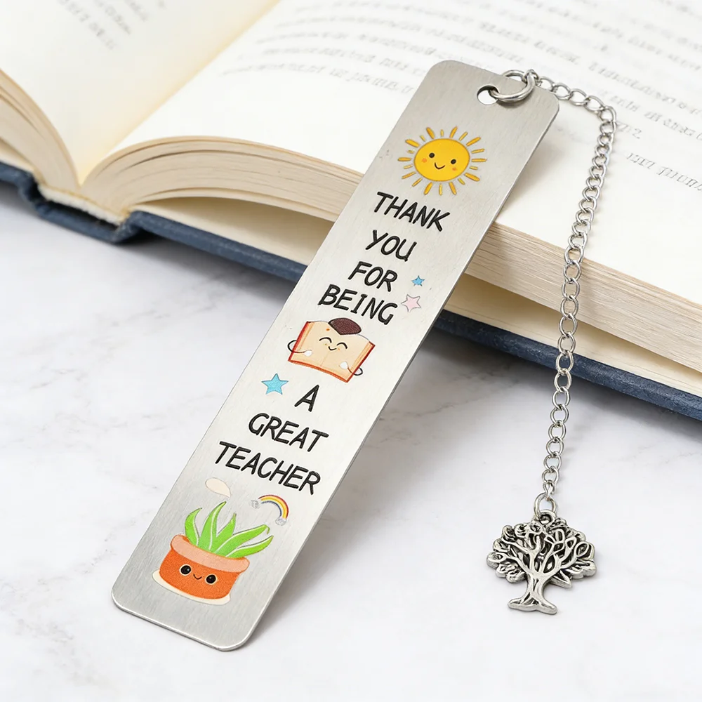 Segnalibro in metallo con scritta 'Grazie Insegnante', Regalo per Insegnanti, Regalo per il Giorno del Ringraziamento, Regalo per la Festa degli Insegnanti, Materiale scolastico per studenti, Cancelleria per l'ufficio degli insegnanti