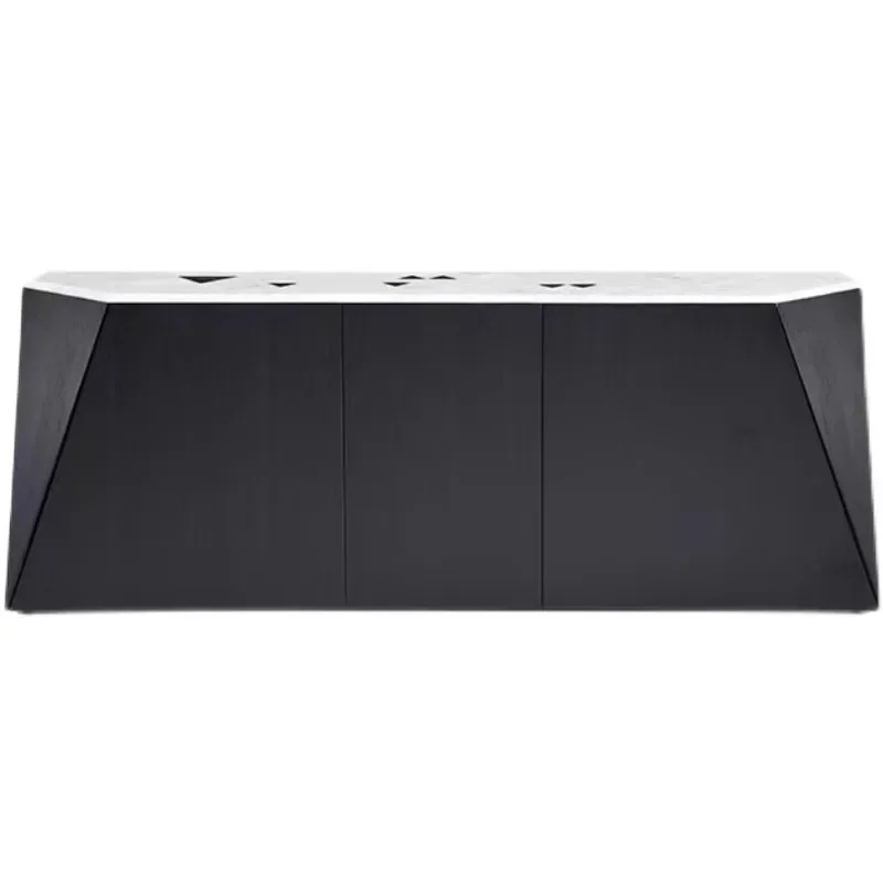 Italian side cabinet Hotel front desk storage display cabinet Special-shaped black oak
