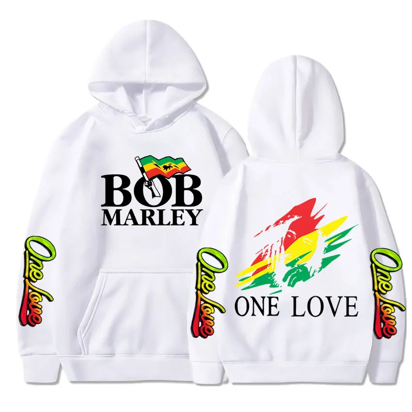 Rapper Bob Marley Hoodies Legend Reggae One Love Hooded Sweatshirts Men Women Fashion Long Sleeve Oversized Pullovers Streetwear