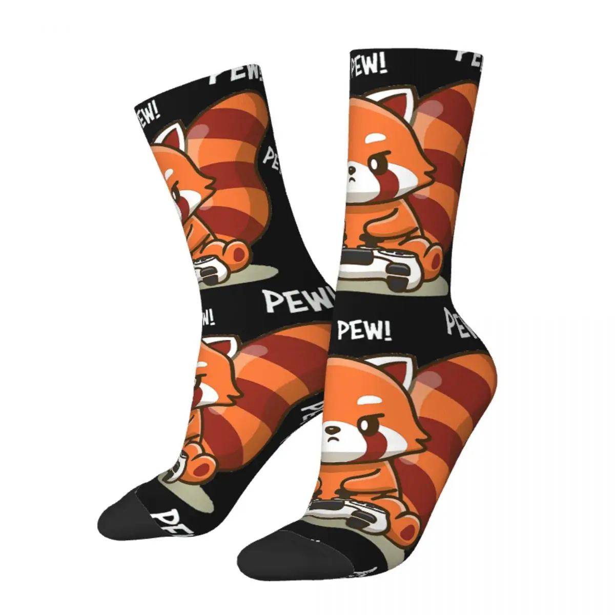 Funny Crazy Sock for Men Play Game Hip Hop Harajuku Red Panda Ailurus Fulgens Happy Seamless Pattern Printed Boys Crew Sock Gift