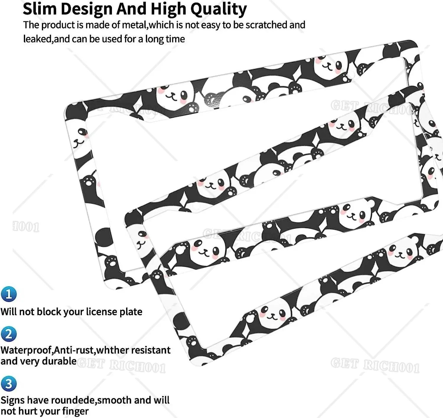 2 opakowanie rama na tablice rejestracyjne samochodu urocze dziecko Panda piękny niedźwiedź zwierzęta aluminiowe akcesoria samochodowe z 4 otworami i śrubami 12x6 cali