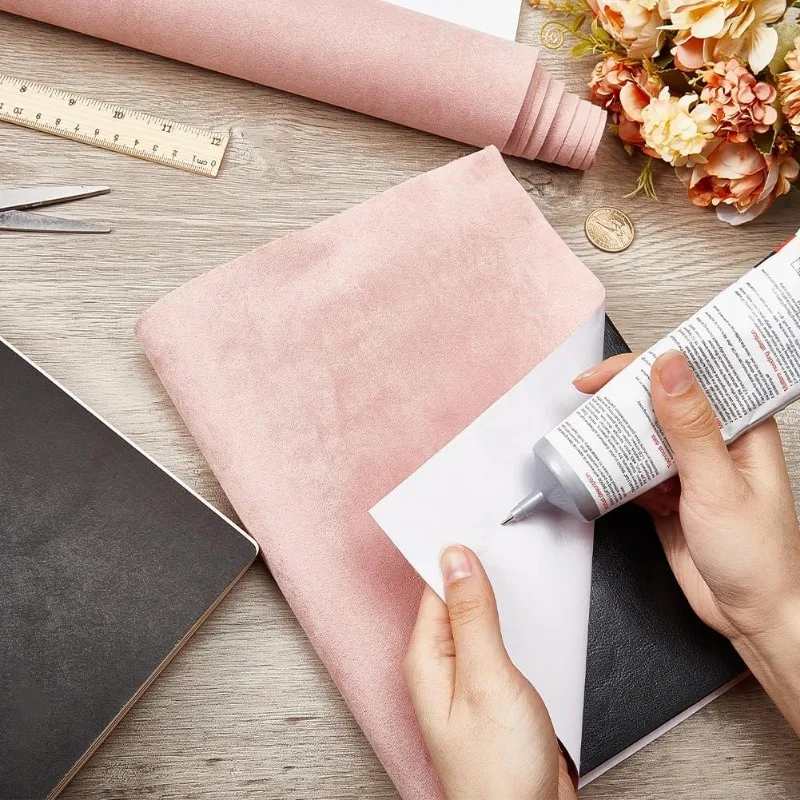 1pc Book Cloth for Book Binding 59 x 16.9in Pink Suede Fabric Surface Paper Backed A3-A8 Bookcover Books Album Scrapbooking