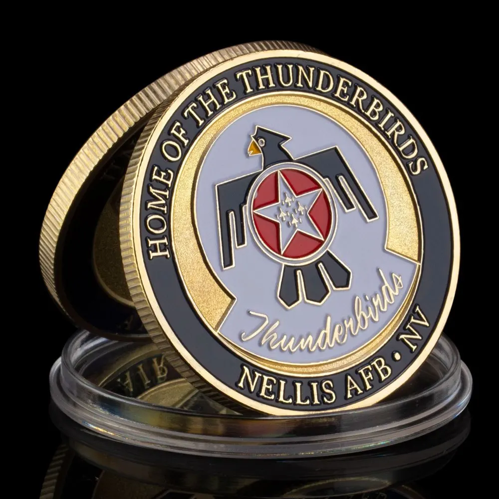 United States Air Force Thunderbirds Souvenir Golden Plated Coin Home of The Thunderbirds Commemorative Coin Challenge Coin