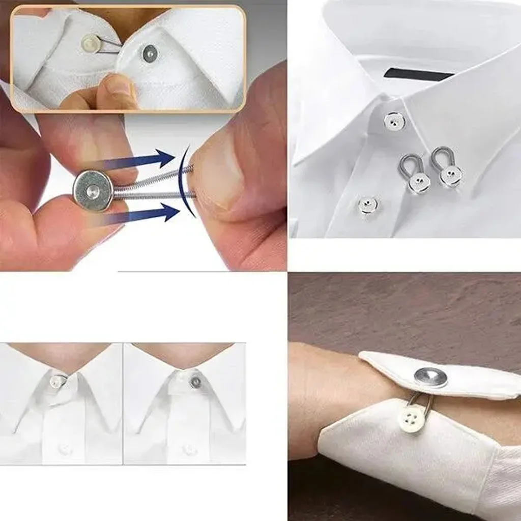 Metal Collar Extenders Neck Extender for Expansion of Men Women Shirt Dress Trouser Coat Buttons Extenders 6pcs