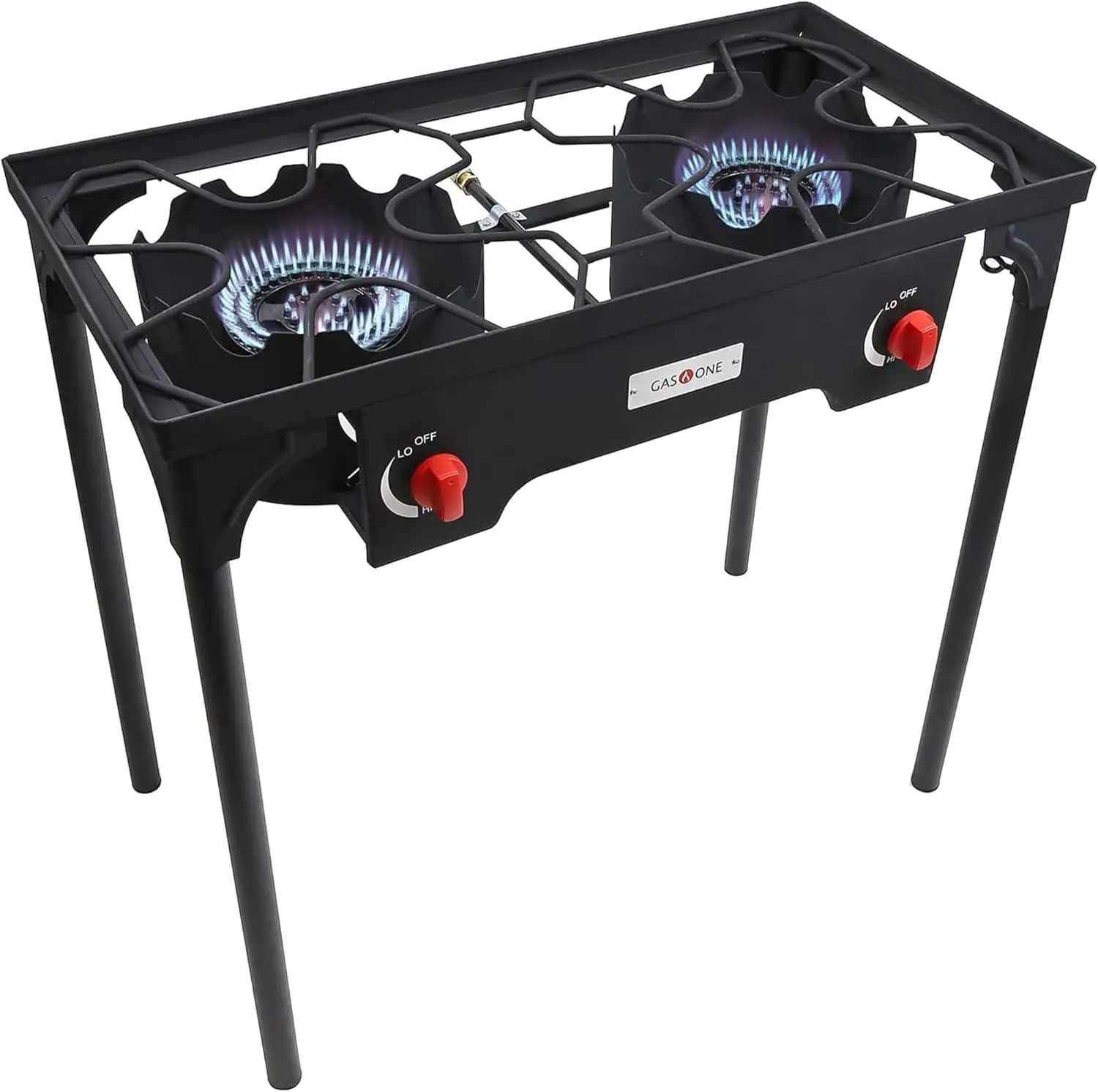 

Propane Double Burner Camp Stove with Adjustable PSI Regulator & 4ft Hose