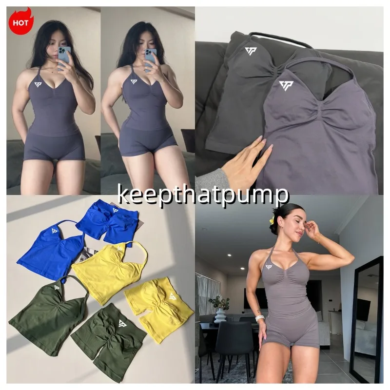 

2025 Summer 100% Return Rate Summer V-neck Lace Up Women's Seamless Yoga Vest Tight Fitting Backless Printed Sports Yoga Suit