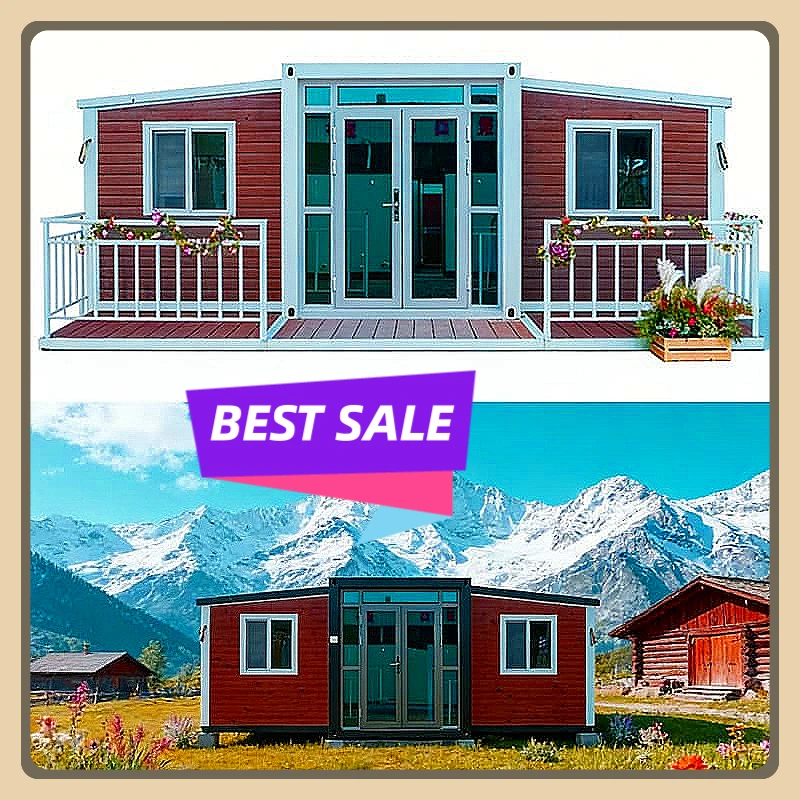 Luxury 40ft Double Wing Extension Room Prefab Folding Container Homes Two Bedrooms One Bathroom Steel Expandable Prefab Houses