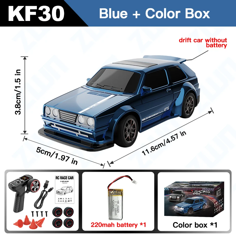 ZWN KF30 1:43 4WD Drift Racing RC Auto Met Gyroscoop Snelheid Echte Verlichting en Demping Hoge Snelheid Afstandsbediening Auto's voor Kinderen Speelgoed