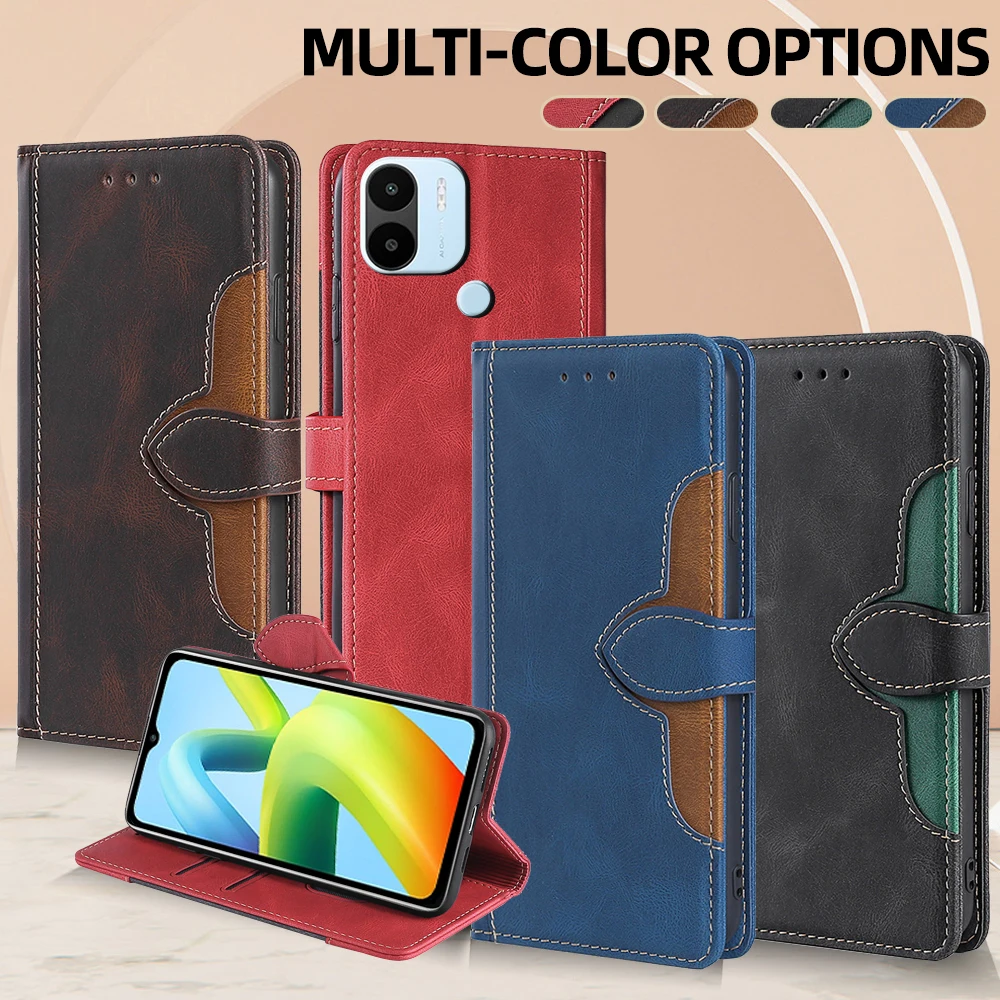 Magnet Buckle Leather Flip Cover For Xiaomi Redmi 9A 9AT 9C A3 A1 A2 Plus Note 9T 9S 9 Pro Max Prime Contrasting Color Book Case