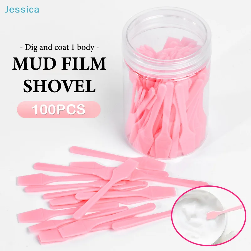 ♥100 Pcs/Jar Mud Film Shovel - Disposable Plastic Spatula for Facial Mask Application,  Eye Facial Makeup Skin Care Tool