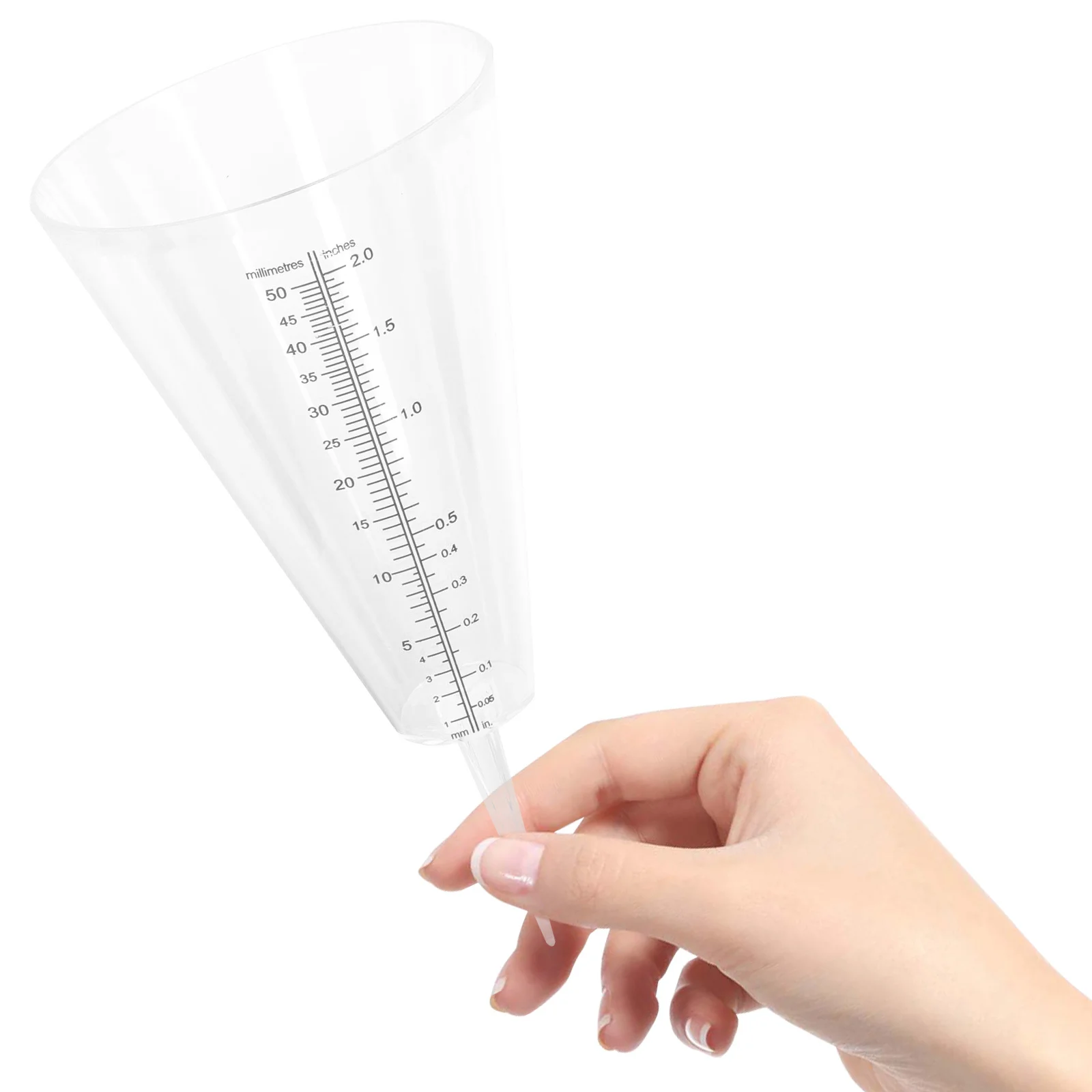 1pc 雨量計透明な円錐形のプラスチック製屋外芝生測定スパイクベース庭の気候研究用