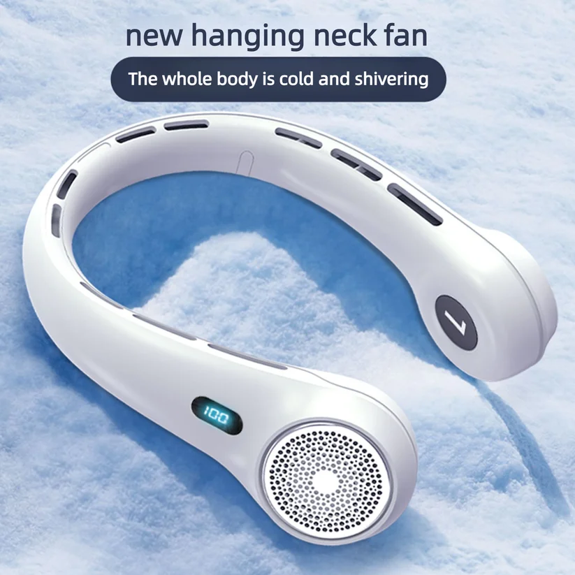 New Bladeless Fan, A Lazy Mute, Large Capacity Portable Digital Outdoor Fan That Can Be Hung Around The Neck