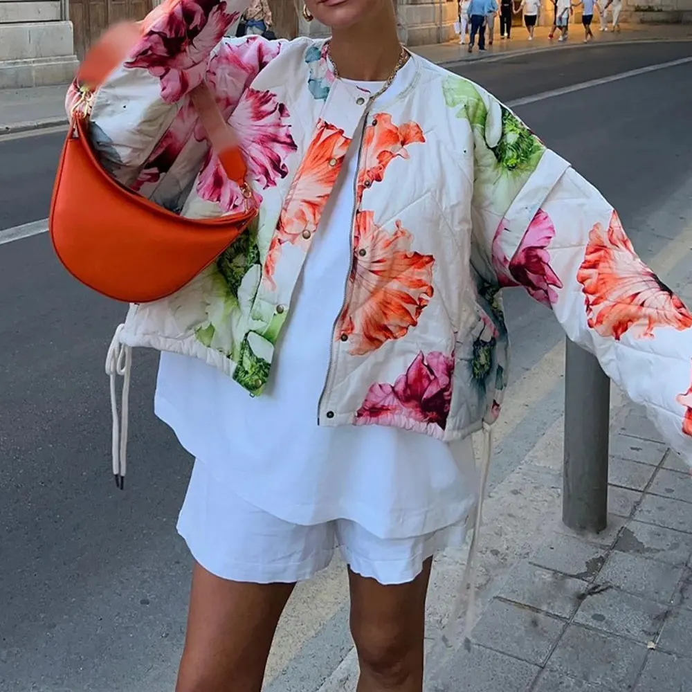 

Cross-Border European and American Clothing Aliexpress Popular Printed Long-Sleeved Jackets Loose Street Fashion Temperament