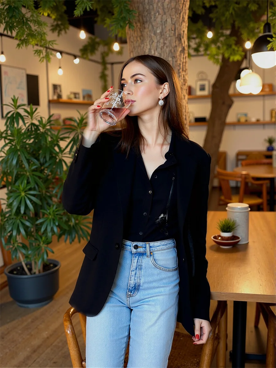 Effen klassieke blazers met enkele rij knopen voor dameskleding Dames Schuin Academisch Gloeiend Bruiloft Oprollen Sfeer Verstandelijk woon-werkverkeer