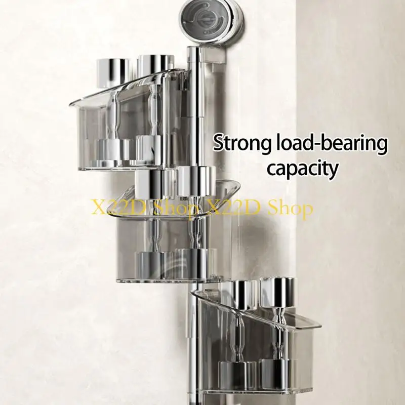 X22D Modern Wall Mount Kitchen Storage Rack With Suction Cup Technology Durable Plastic Construction Space Efficient Design For