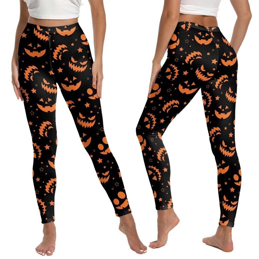 [You're My Secret] New Female Pants Halloween Women's Pumpkin Print High Waist Outdoor Sports Casual Gothic Leggings Trousers