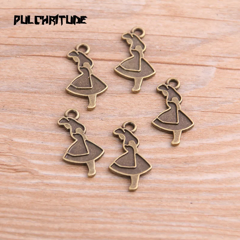 20PCS 13*24mm New Product Two Color Beautiful Girl Charms Pendant Jewelry Metal Alloy Jewelry Marking