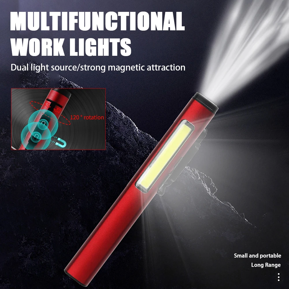Mini USB Rechargeable LED Flashlights with Magnet Lightweight Waterproof Small Pocket Penlight with Clip for Work Emergency