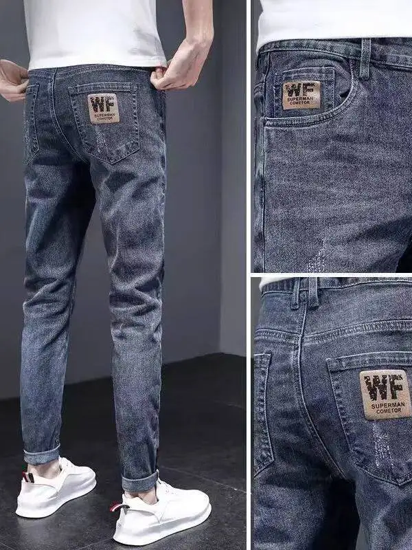 Men's Slim Fit Jeans Casual Wearable Fall Winter New Style Elastic Workwear Cotton Stretch Denim Pants Youth Popular Straight...