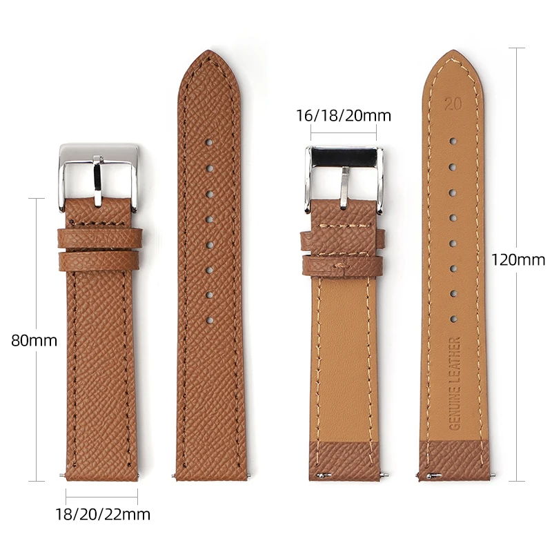 Genuine Leather Strap Quick Release 18mm 20mm 22mm Stainless Steel Buckle Men Women Cowhide Replace Bracelet Watch Band Belt