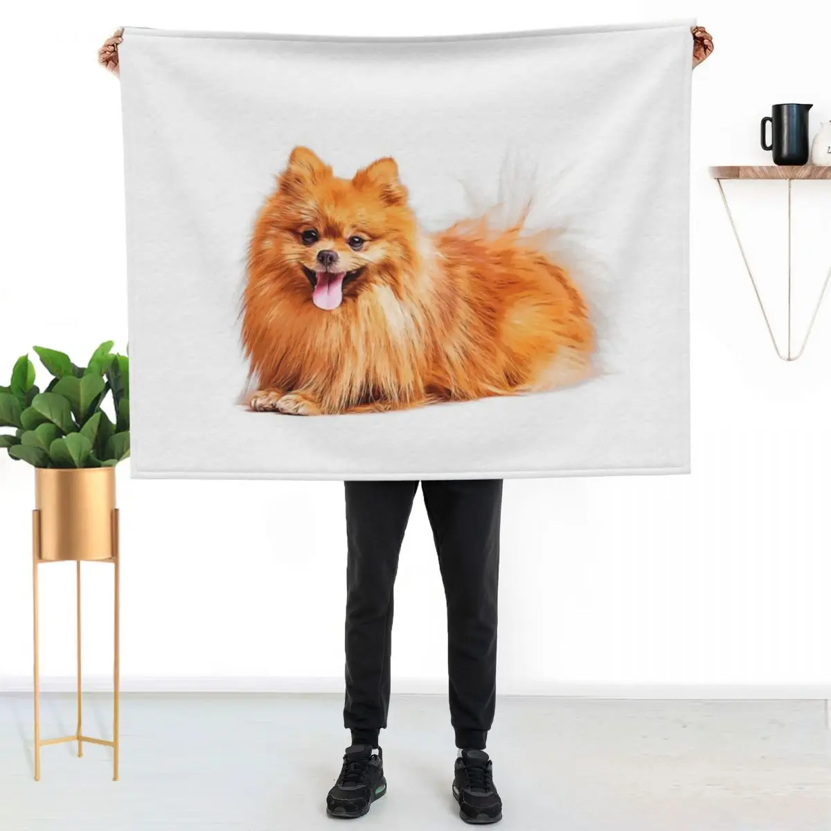 Cute Red Pomeranian Throw Blanket christmas gifts Luxury Throw Single Plaid on the sofa Thins Comforter Blankets