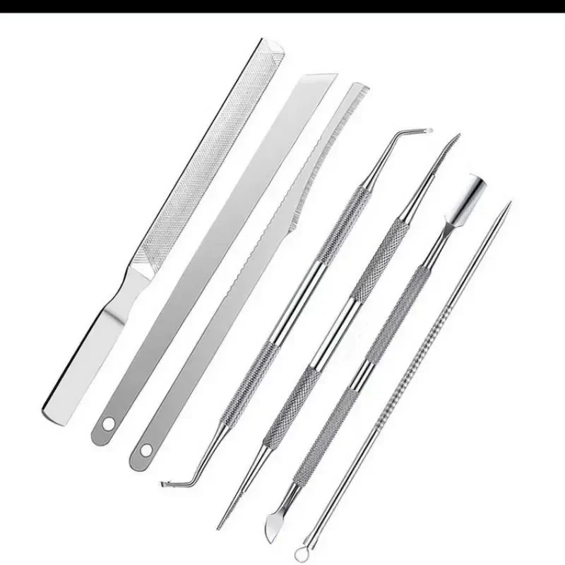 50Sets 6Pcs/Set Stainless Steel Manicure Pedicure Knife To Remove Dead Skin Calluses Thick Hard Nail Clippers Acne Needle RX