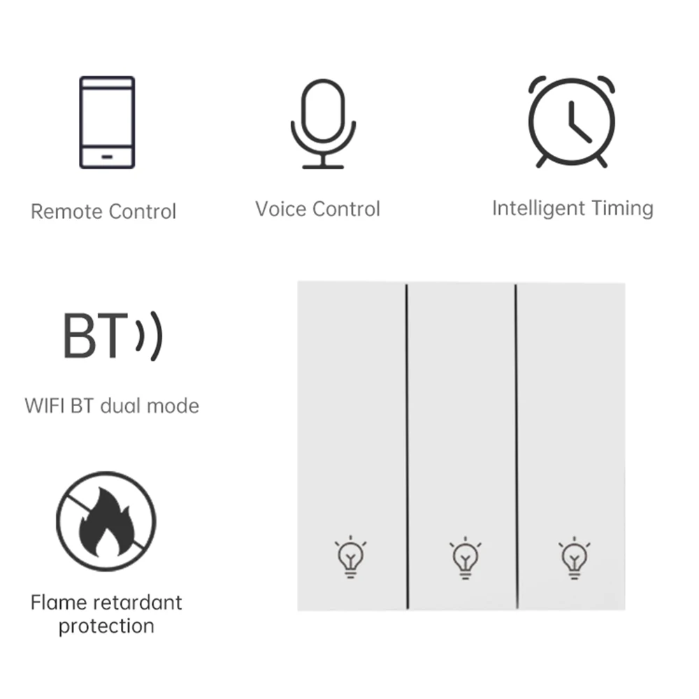 Tuya WiFi Smart Light Switch Button Switch 1 2 3 Gangs Smart Life APP Remote Control Voice Control Timer Switch
