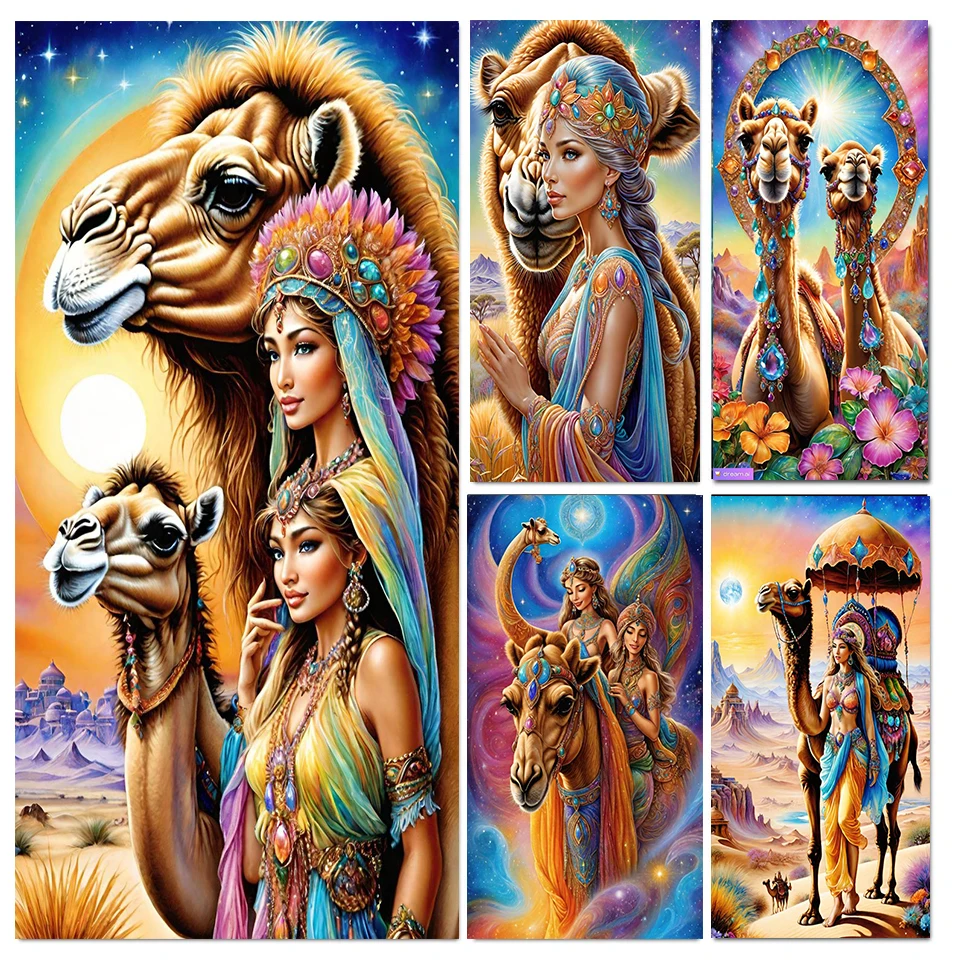 5D DIY Diamond Painting Women ride camels Diamond Mosaic Queen Embroidery Cross Stitch Kit Home Decoration Gift