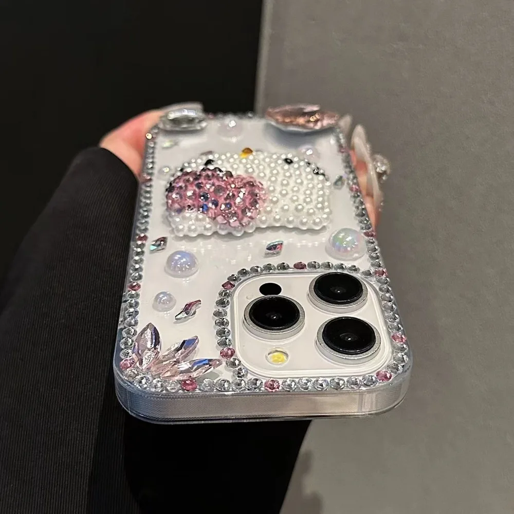 Sanrio Diamant-Strass-Herz-Hülle für Samsung S25 Edge S24 Ultra S20 S22 S23 Plus für Galaxy S21 Plus S26 Hello Kitty Cover – Detail 5