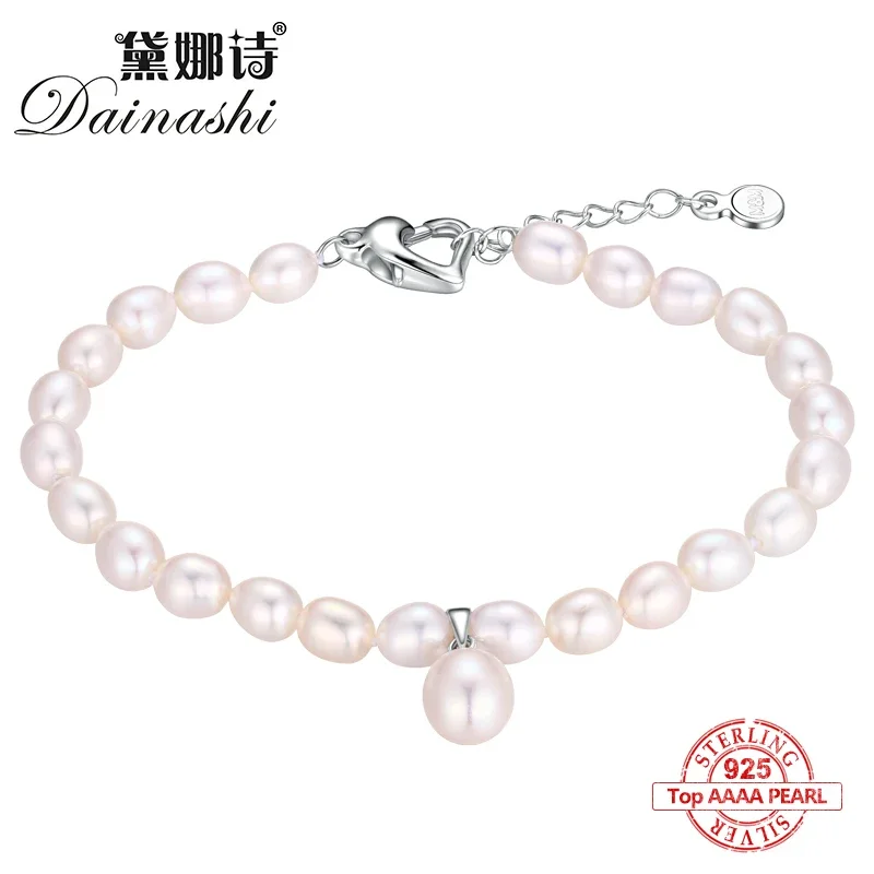 Dainashi 2019 925 Sterling Zilver Natuurlijke Zoetwater Parel Fijne Sieraden voor Vrouwen Elegante Oorbellen en Ketting en Armband Set