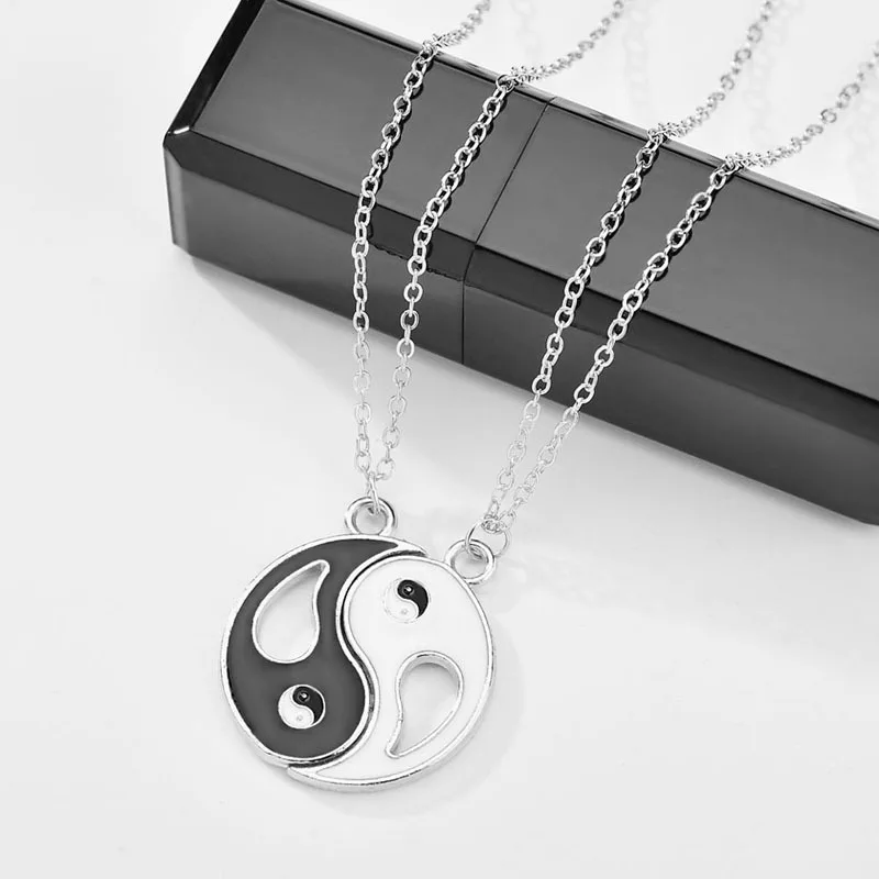 Tai Chi Eight Diagrams Yin Yang Stitching Pendant Couple Necklace chain necklace