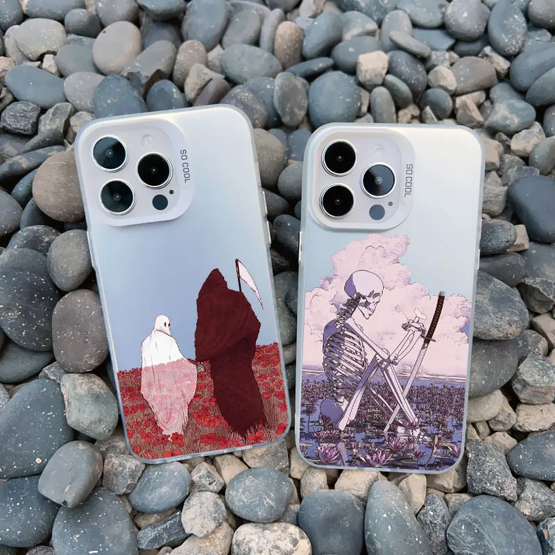 luxury Black Terror Ghost Death demon Phone Case For iPhone 15 14 Plus Pro Max 13 12 11 Mini Pro Max Shockproof Laser Back Cover image 4