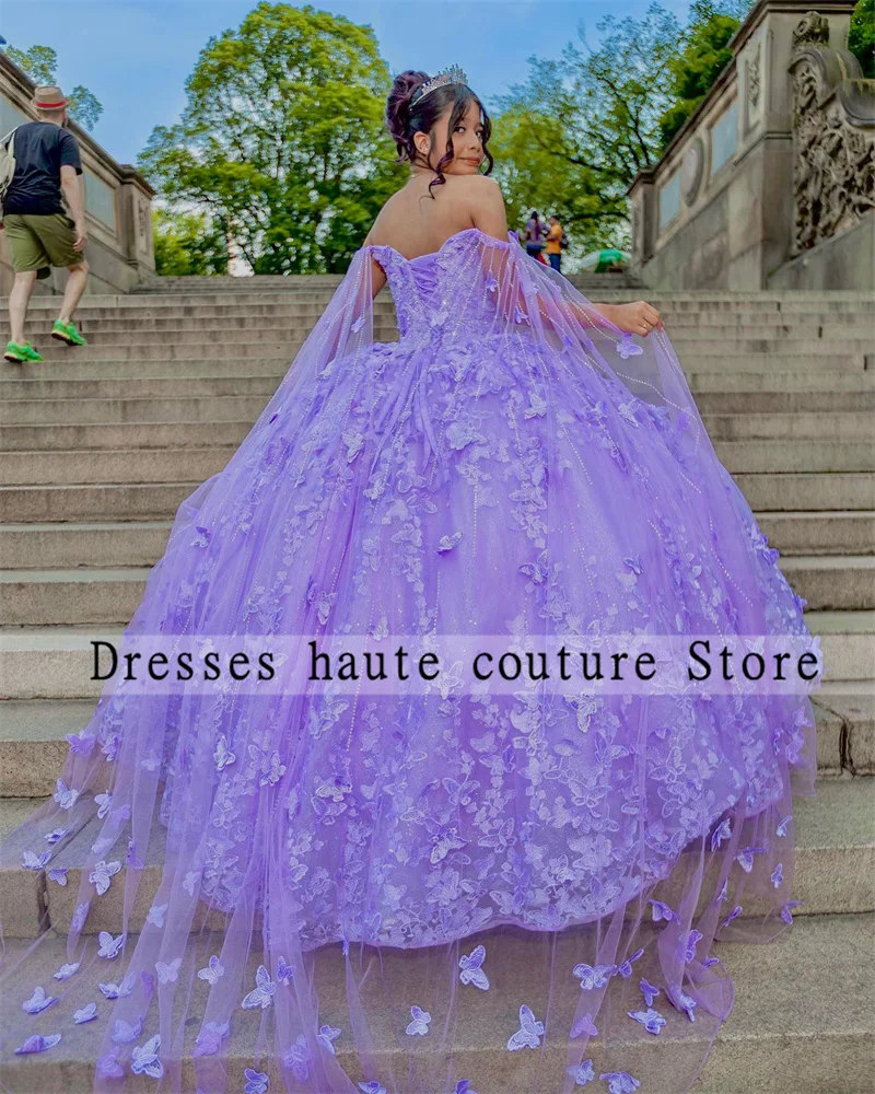 Lilac Purple Quinceanera Dresses  Sweet Princess Ball Gown 2025 Birthday Party Gowns Cape Customized Vestidos De 15 Quinceañera