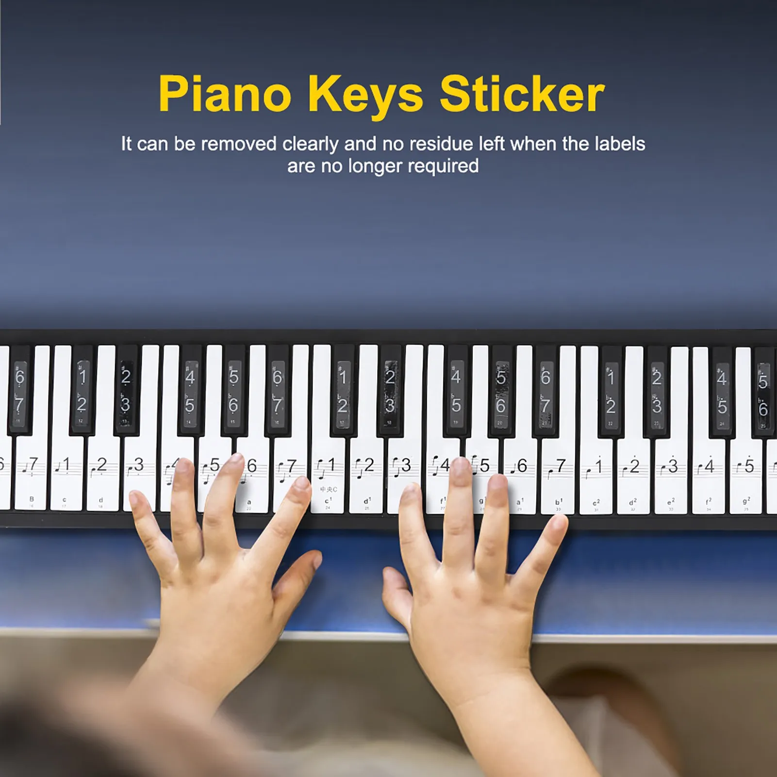 Removable 88 Keys Piano Electronic Keyboard Note White Keys Stickers Labels