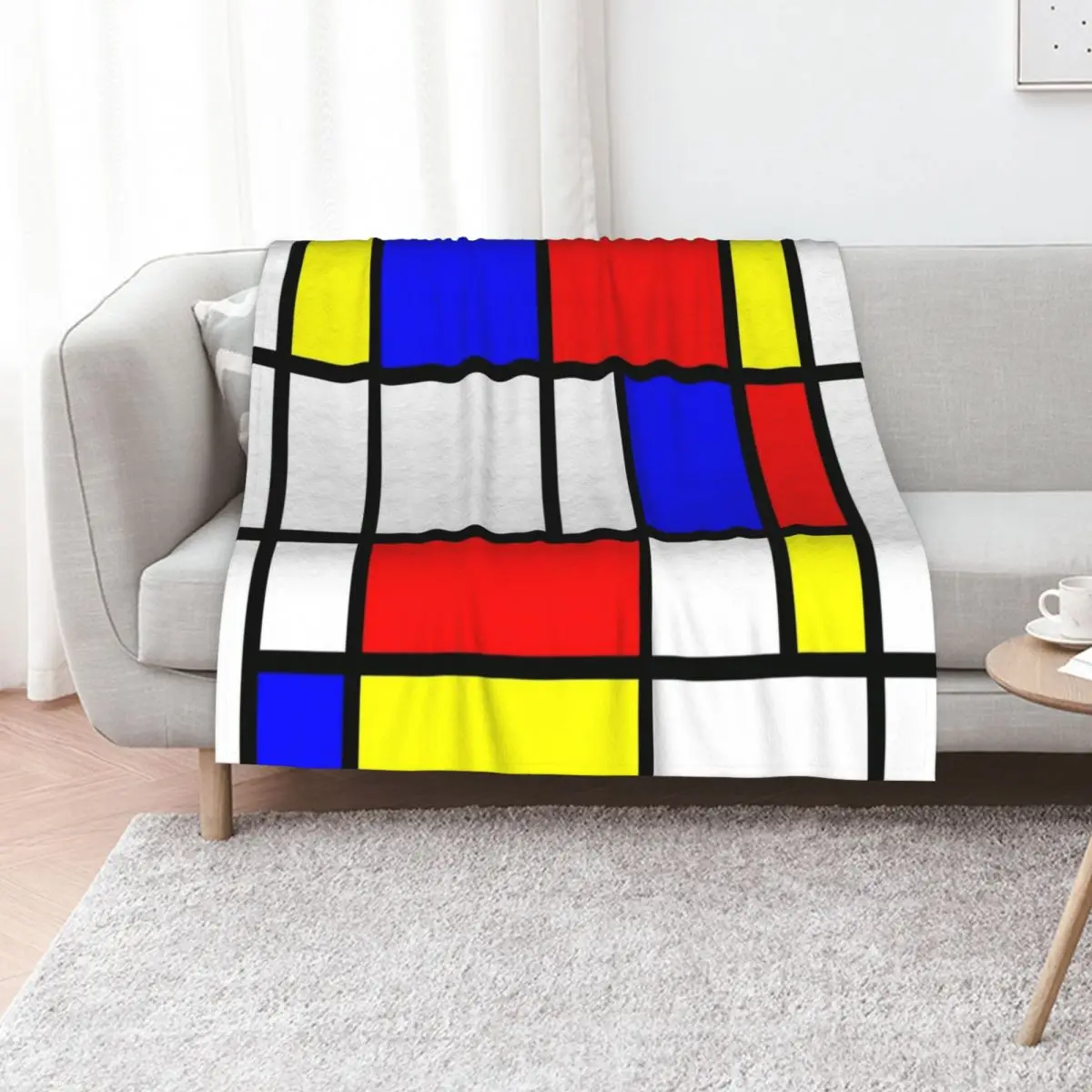 Piet Mondrian Composition 2 | Color Block with Red Yellow and Blue Throw Blanket Thermals For Travel Winter beds anime Blankets