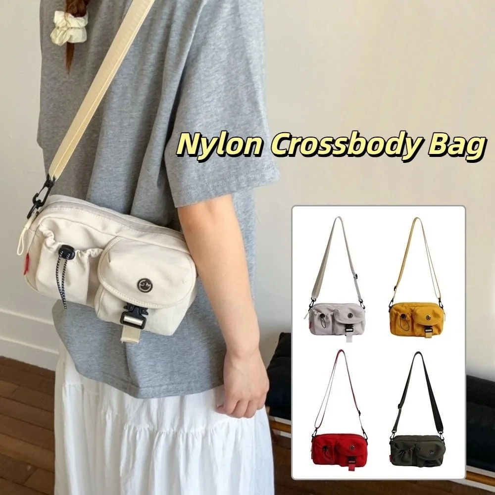 

Portable Solid Color Light Weight Bag Leisure Multipocket Nylon Cross Body Bag Adjustable Strap Casual Women's Handbags Unisex