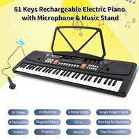 61 Keys Rechargeable Electronic Organ Kids Electric Piano with Microphone Digital Music Electronic Keyboard with LED Display