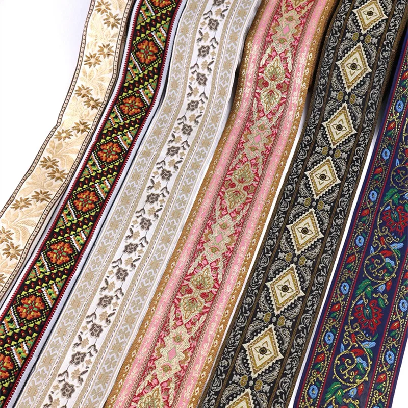 

43mm-68mm 2 Inch Manually Handmade Embroidery Lace Jacquard Ribbon Trims Floral Design For Clothing Curtain Straps Accessory