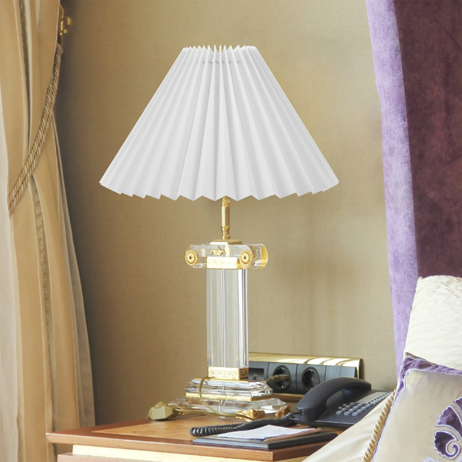 

2Pcs Lampshade Accessories Pleated Cloth Iron Cover For Desk Bedside Floor Lamps Modern Dust Protective Replacement