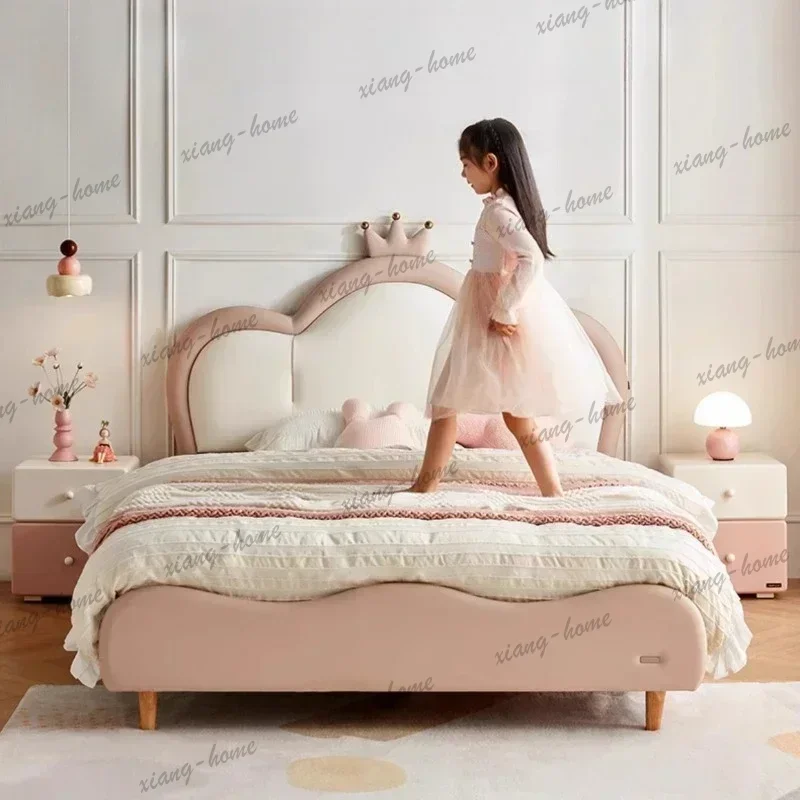 Unique Minimalist Children Bedroom Princess Bed Bedroom Leatherette Bed Princess Optional Beauty Service Muebles Salon Furniture