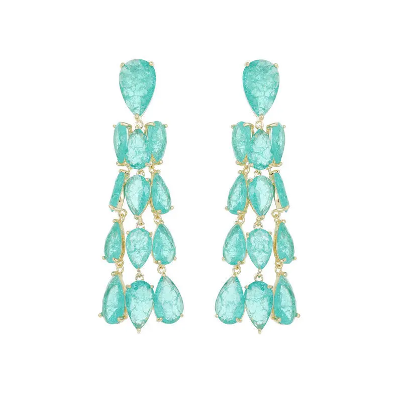 

Ice Flower Color zirconium tassel light Luxury Earrings s925 Silver Needle micro-inlaid zirconium earrings