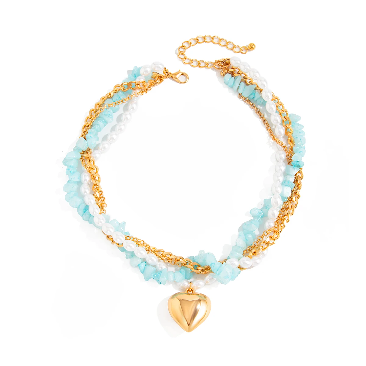 Ingemark Y2K رومانسية تقليد اللؤلؤ حجر سلسلة قلادة للنساء 2026 الاتجاه بوهو الحب القلب قلادة المختنق مجوهرات الزفاف #5