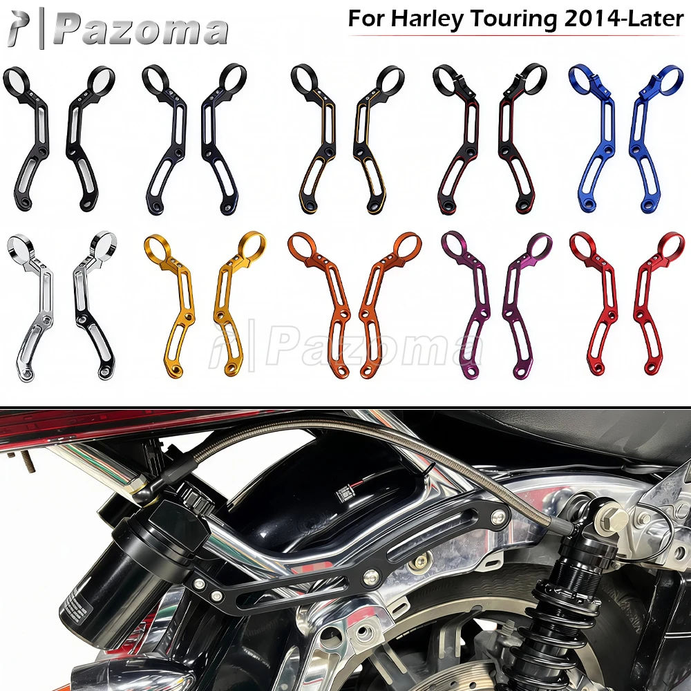 For Harley Touring 14+ Pazoma Shock Remote Reservoir Brackets Rear Shock Mount Hardware Kit For Ohlins HD 044&Legends Revo Shock