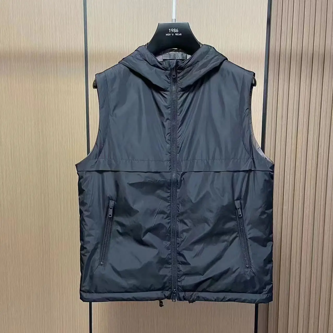 Men's Hooded Sleeveless Vest Jacket Causal Spring Autumn New High-end Solid Color Zip-up Vest Daily Wear Tank Top